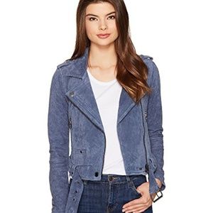 Blank NYC Suede Moto Jacket in Slate Blue